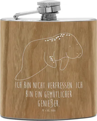 Produktbild von Mr. & Mrs. Panda Flachmann Seekuh Chillen - Transparent - Geschenk, Zucker, Aus Edelstahl, Urlaub, Essen, feldflasche, Diät, Abnehmen, schnapsflasche, Süßigkeiten