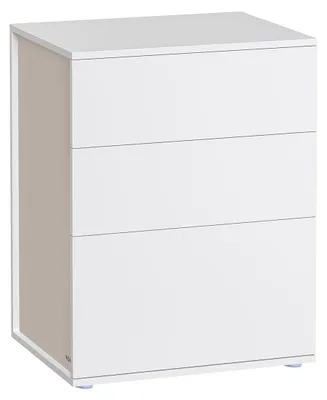 Produktbild von Nachttisch mit 3 Schubladen – Spanplatte – 35 x 45 x 58,7 cm – mattweiß-cappuccinobeige