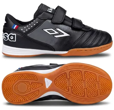 Produktbild von Jungen Hallenschuhe Klettverschluss Fußballschuhe Sportschuhe in Schwarz Navir Gr.32