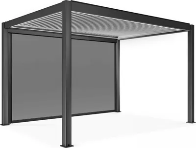 Immagine prodotto di Pergola bioclimatica autoportante e illuminata 3x4m e 1 tenda - Oviala Kavala
