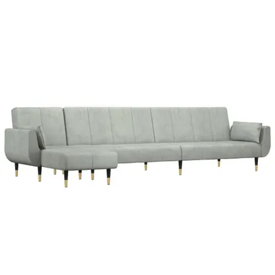 Produktbild von vidaXL Schlafsofa in L-Form Hellgrau 275x140x70 cm Samt