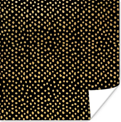 Produktbild von MuchoWow® Poster Ockergelb - Schwarz - Tupfen - Muster 50x50 cm - Wohnzimmerdekoration