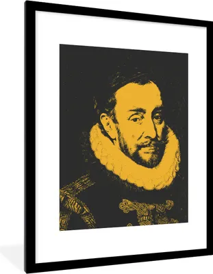 Produktbild von MuchoWow® Gerahmtes Poster Wilhelm von Oranien - Adriaen Thomasz - Gelb - Schwarz 60x80 cm - Poster mit Schwarzem Bilderrahmen Wandposter Rahmen Foto Bilder - Wohnzimmer - Dekorationen - Prämie