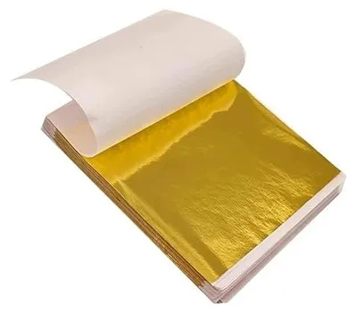 Zdjęcie produktu dla Złote liście do dekoracji majsterkowanie scrapbooking papier 100 arkuszy