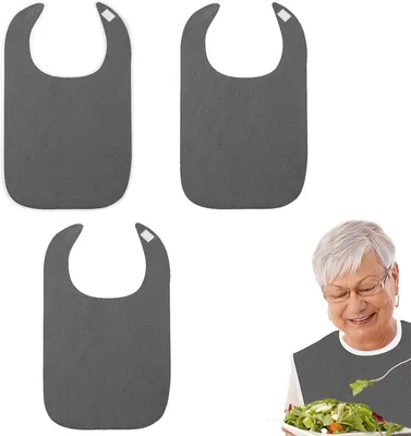 Produktbild von 6 Stück Wasserdichte Lätzchen für Erwachsene, Senioren Mehrweg Waschbar, Leicht zu Reinigen, Unisex Kleiderschutz mit Klettverschluss für Ältere und Behinderte, Komfortabler Pflege-Schutzlätz