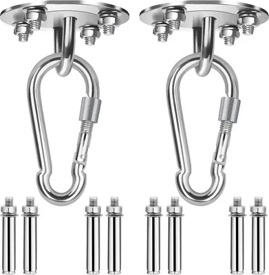 Produktbild von TolleTour 2x Deckenhaken Hängesessel Premium Edelstahl Halterung 500kg Tragekraft , Schaukel Hängematte Deckenhalterung Befestigung für Hängesessel Hängematte Hängelampe Boxsack Trainer Yogatuch
