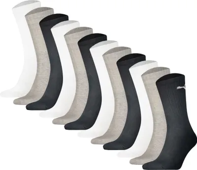 Produktbild von PUMA Uni Sportsocken, 12er Pack - Sport Crew Socken, ECOM, Logo, einfarbig Schwarz/Weiß/Grau 39-42