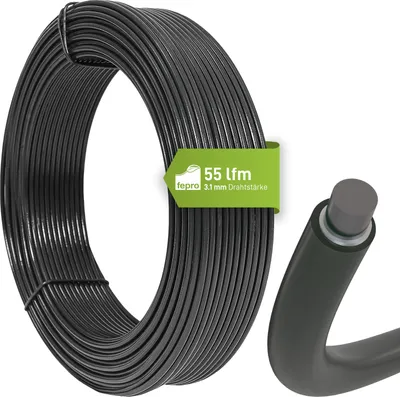 Produktbild von Fepro® Spanndraht 3,1 mm x 55 m, anthrazit, verzinkt und kunststoffbeschichtet - witterungsbeständig, ideal für Maschendraht, Wildzaun, Garten oder basteln