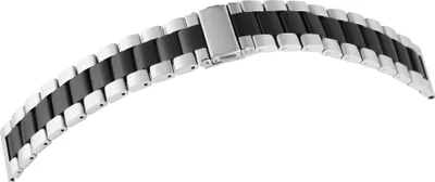 Produktbild von Edelstahl-Uhrenarmband, silberfarben/schwarz, 18 mm - 24 mm