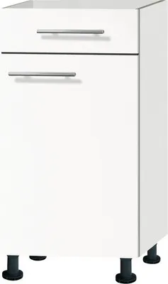 Produktbild von Optifit Unterschrank mit Schublade und Drehtür Bengt932 BxTxH 40 x 58,4 x 87 cm weiß matt zerlegt Anschlag reversibel KF