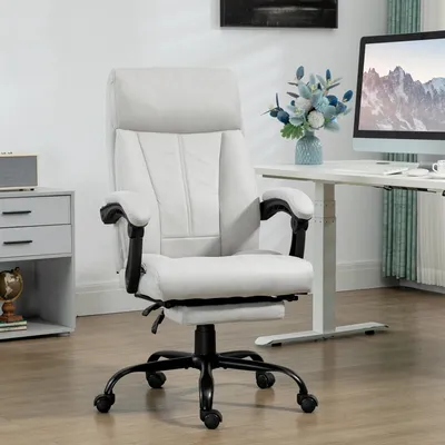 Zdjęcie produktu dla Ergonomiczne krzesło biurowe z funkcją masażu i podgrzewaniem lędźwi, fotel kierowniczy z obiciem poliestrowym, 6-punktowa wibracja, 5 trybów, jasnoszary | 65 x 74 x 119 cm | 18 kg | Nachylenie 155°