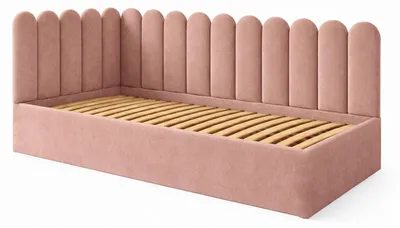 Obrázek produktu pro Dětská postel JUNIOR 100x200, nástěnné panely, tmavě pudrově růžová, samet, úložný prostor