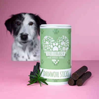 Produktbild von TIERLIEBHABER - Darmwohl Sticks Hunde für Verdauung, festen Kot & bei Analdrüsen Verstopfung – Stärkt Darmflora mit Kräutern, Präbiotika&Pflanzenkohle