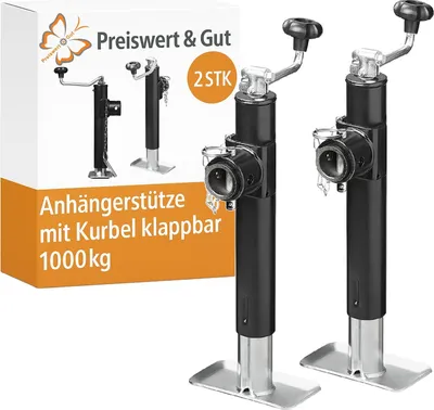 Produktbild von Anhänger Stützen Set klappbar Abstellstütze 2 Stk Ausdrehstütze 1000kg 390-640mm