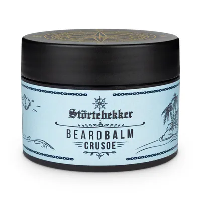 Produktbild von Störtebekker Premium Bart Balm Crusoe - pflegt den Bart und bringt ihn in Form - 50ml im Tiegel - weicher Duft mit Vanille und holziger Note