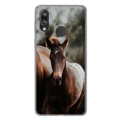 Produktbild von MuchoWow® Handyhülle Schutzhülle Hülle für Huawei P20 Lite (2020) Pferde - Wald - Berge Silikon Softcase Handy Hülle - Kartenhalter