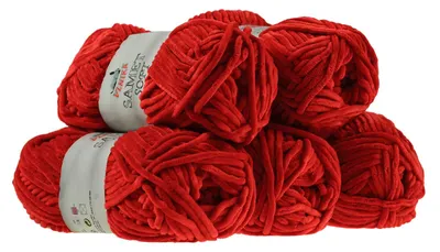 500g Strickgarn Samet Soft Chenille rot
