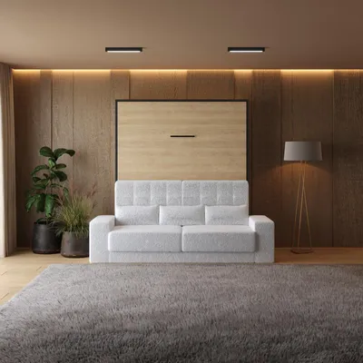Produktbild von Schrankbett  mit  Weiss SOFA M1 160x200 Vertikal Anthrazit/Kaiserberg Eiche