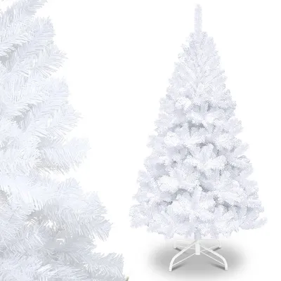 Obrázok produktu pre Jayseuw 180cm umelý vianočný stromček, vianočný stromček s kovovým stojanom, vianočný stromček 770 tipov PVC ihiel, umelý vianočný stromček skladací systém biely