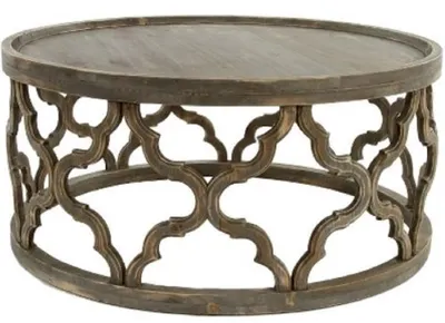 Image de Casa Padrino Table basse design marron Ø 80 x H. 37 cm - Table de salon ronde moderne en bois