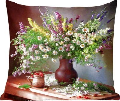 Produktbild von MuchoWow® Zierkissen Sofakissen Wohnzimmer Dekokissen 45x45 cm Blumen - Tisch - Stilleben - Blumenstrauß - Vase - Schlafpolster - Polster für das Sofa