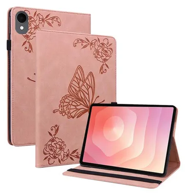 Produktbild von Für Samsung Galaxy Tab S11 Schmetterling Muster Kunstleder Hülle Tasche Pink