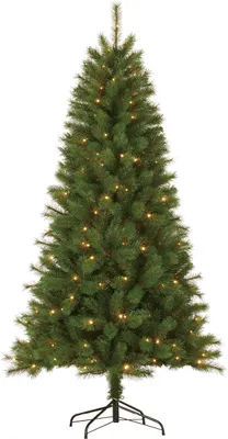 Image de Giftsome Sapin de Noël Artificiel avec Lumières 215 cm - Sapin de Noël Artificiel en plastique - Sapin de Noël avec éclairage