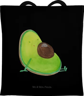 Produktbild von Mr. & Mrs. Panda Shopping Tasche Avocado Schwangerschaft - Schwarz - Geschenk, Liebe, Schultasche, Tote Bag, Laptoptasche, Wunder, Babyparty, Tragetasche, Schwanger