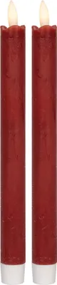 Immagine prodotto di Star Trading Candele LED rosse, set da 2, fiamma 3D, candele a bastoncino con timer, 25 x 2,1 cm