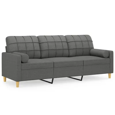 Produktbild von 3-Sitzer-Sofa mit Zierkissen Dunkelgrau 180 cm Stoff
