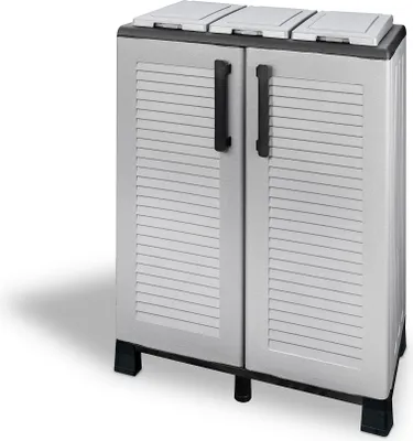 Produktbild von Gartenschrank Linea Family Varikin 2 Türen wetterresistent 900x680x370 mm Grau Anthrazit