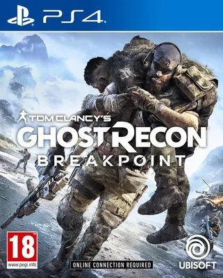 Cover art for the video game Tom Clancy's Ghost Recon: Breakpoint for PS4, featuring two soldiers in tactical gear.
