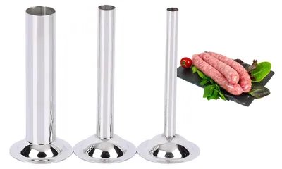 Wurstfüllrohr-Set, 3-teilig, Edelstahl, für Fleischwolf Größe 8