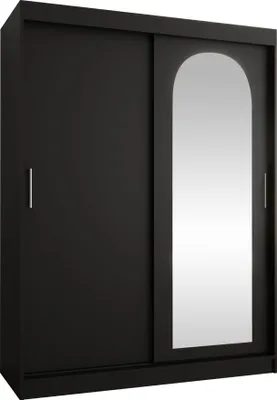 Produktbild von MIRJAN24 Kleiderschrank Selfie 150, Schwebetürenschrank mit zwei Kleiderstangen, Garderobe (Farbe: Schwarz, Größe: 150 cm, mit Schubladen)