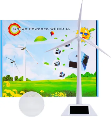 Produktbild von Solarbetriebene Windmühlen Modell Bausatz – Desktop Windturbine Spielzeug für Kinder, Wissenschaftliches Lernspielzeug & Raumdekoration