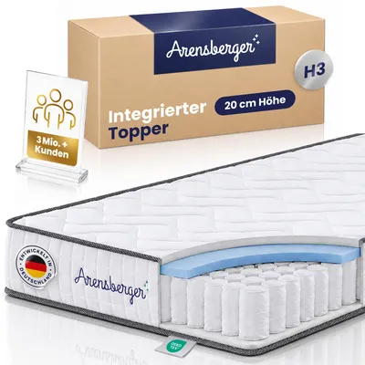 Produktbild von Arensberger JANA Federkernmatratze - 20cm Höhe - Matratze mit Gelschaumschicht - H3 Mittelfest – 7 Zonen - Federkern - Liegekomfort 180x200cm