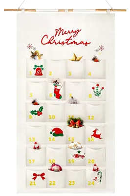 Stoff-Adventskalender mit 24 Beuteln, wiederverwendbar, zum Aufhängen