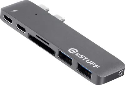 Produktbild von eSTUFF Allure Series Slot-in Hub Pro - Dockingstation - USB-C / Thunderbolt 3 - für Apple MacBook Pro with Touch Bar (Ende 2016, Mitte 2017) (ES84122-GREY)