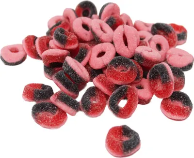 Produktbild von Fruchtgummi schwarze Johannisbeer Ringe süß sauer gezuckert 2000g