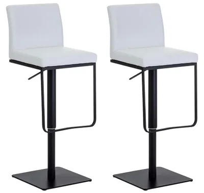 Produktbild von CLP 2er Set Barhocker Panama Kunstleder höhenverstellbar und drehbar weiß Gestell Farbe schwarz