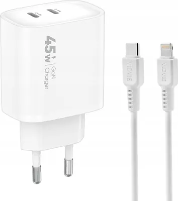 Zdjęcie produktu dla SZYBKA Ładowarka sieciowa USB TYP-C 3A 45W KOSTKA + KABEL LIGHTNING