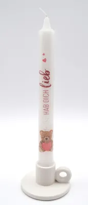 Produktbild von Kerze mit Kerzenhalter "Hab Dich lieb" Höhe 23 cm