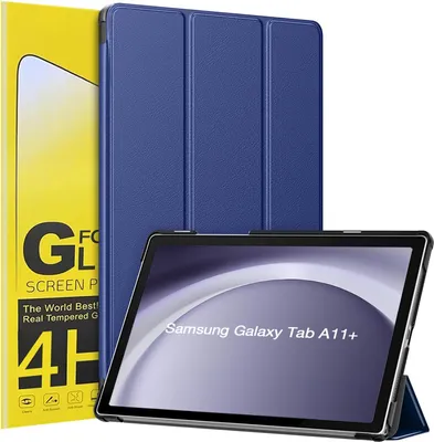 Produktbild von Schutzhülle + 2x 4H Displayfolie für Samsung Galaxy Tab A11+ 2025 11 Zoll  Cover Case Schutz Tablet Farbe: Dunkelblau