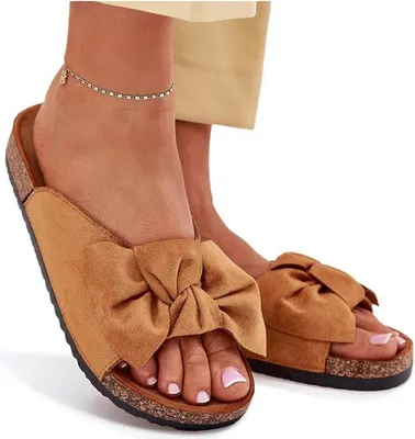 Zdjęcie produktu dla Klapki Damskie Na Korkowej Podeszwie Kokardką Camel Seressa 36