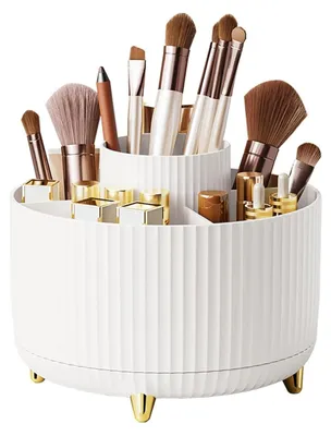 Produktbild von 360 Drehbarer Make up Organizer 5 Fächer für Schminktisch Weiß