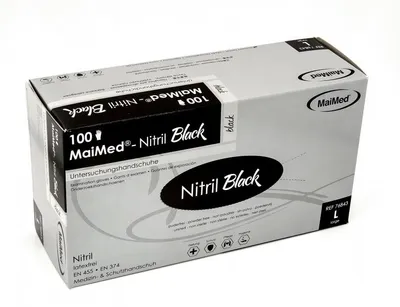 Produktbild von 500 Einmal U-Handschuhe, MaiMed BLACK Nitril puderfrei Gr. L