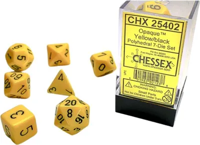 Image de Chessex opaque poly-cube 7 Set : Jaune / Noir