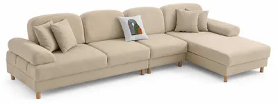 Produktbild von Ecksofa Beige modern Wohnzimmer Sofa L Form bequem stilvoll Stoff Couch
