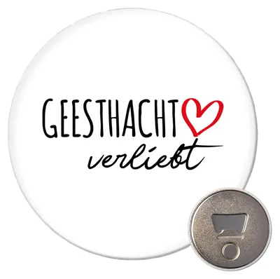 Produktbild von Huuraa Magnet Geesthacht verliebt 59mm Kühlschrankmagnet rund Flaschenöffner Geschenkidee
