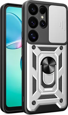Produktbild von Hülle für Samsung Galaxy S25 Ultra Magnetische Ring Ständer Halter Dia Kameraschutz TPU Bumper Silikon Schutzhülle Silber